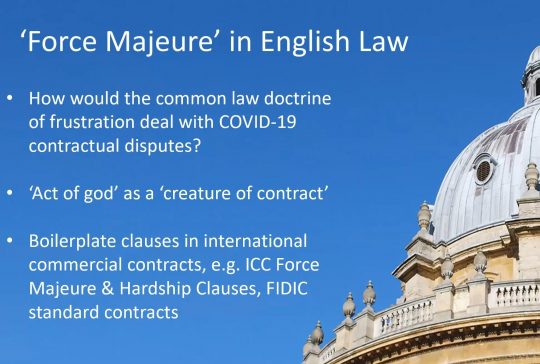 GBCC ‘Force Majeure’ in English Law