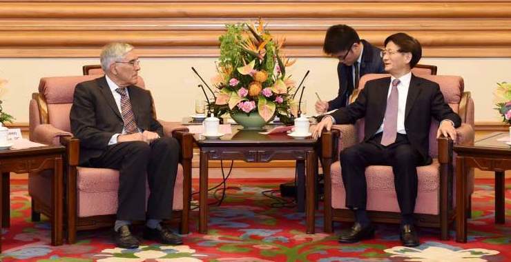 2016 GBCC delegation led by Lord Phillips, Former President of the UK Supreme Court, and Lord Keen, meeting the senior Politburo member in charge of legal and judicial reform, Secretary Meng Jianzhu
